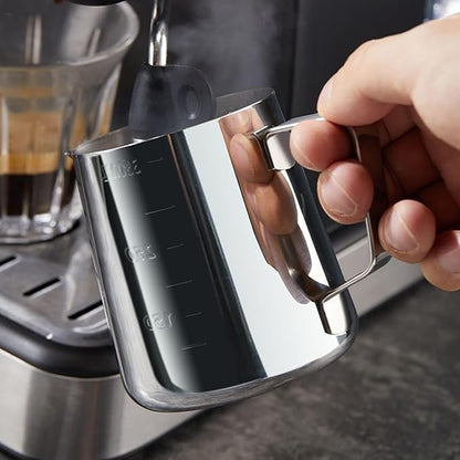 Milk Frothing Pitcher, Milk Frothing Pitcher Used by Professional Baristas to Make Latte, Cappuccino and Espresso, 350ml (12oz Silver)