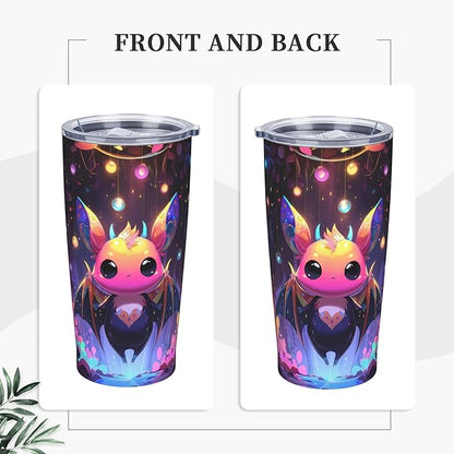 Bat Tumbler with Lid and Straw 20oz Coffee Tumblers Leakproof Stainless Steel Travel Mug Vacuum Insulated Cup for Iced and Hot