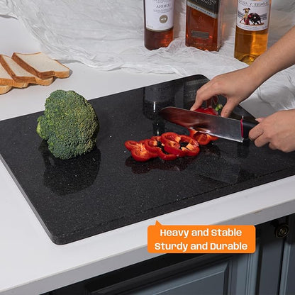 Black Granite Cutting Board, 16x20 Inch Large Marble Pastry Board, Stone Cutting Boards For Kitchen, Pack Of 1 Piece