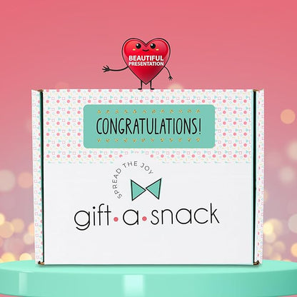 Gift A Snack - Congratulations Snack Box Variety Pack Care Package + Greeting Card (45 Count) Graduation Sweet Treats Gift Basket, Candies Chips Crackers Bars - Food Assortments