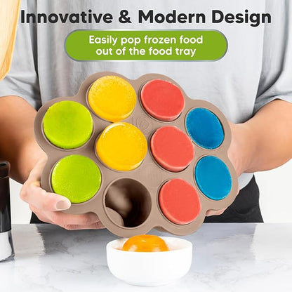 KeaBabies Silicone Food Freezer Trays with Lid, 2oz x 10 Pods Baby Food Storage Containers, Easy Puree Meal Prep, Breast Milk Silicone Freezer Molds, Dishwasher, Microwave Safe,BPA-Free(Chai Latte)