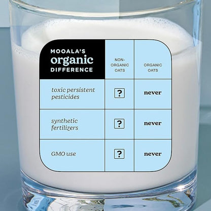 Mooala Organic Simple Oat Milk, 32oz - 3 Ingredient, Shelf Stable, No Gums, No Oils, No Fillers, Non-GMO, No Additives, Dairy Free Plant Based Milk, 6 pack