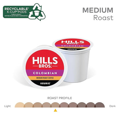 Hills Bros. Colombian Blend Keurig K-Cup Pods for Keurig Brewers – Medium Roast Premium Arabica Blend, Kosher – 1 Pack of 12 Single Serve Pods