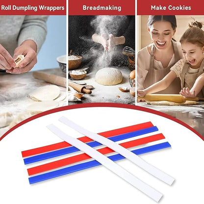 6Pcs Silicone Rolling Pin Guides, Dough Leveler Sticks Dough Ruler Measuring Dough Strips Guides Pastry Ruler Perfection Sticks for Thickness Guide Pastry Cookie Kitchen Restaurant