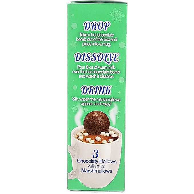 Fruidles Christmas Hot Chocolate Bombs, Drop, Dissolve, Drink Chocolaty Hallow Filled with Mini Marshmallows Birthday, Cocoa Bombs (Pack of 4), (12 Count)
