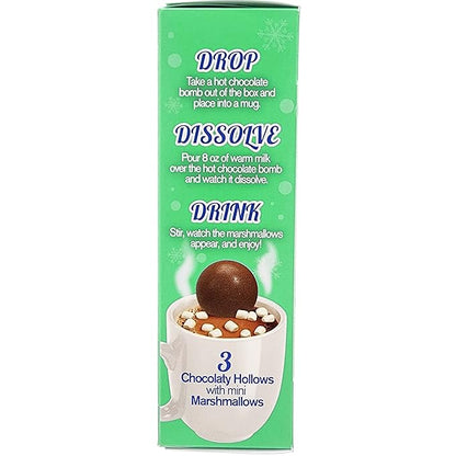 Fruidles Christmas Hot Chocolate Bombs, Drop, Dissolve, Drink Chocolaty Hallow Filled with Mini Marshmallows Birthday, Cocoa Bombs (Pack of 4), (12 Count)