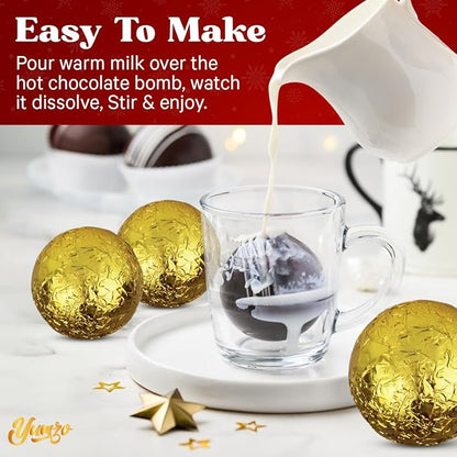 Chocolate Bombs - 3 Pack - Chocolate Bomb Filled with Mini Marshmallows and Cocoa Powder - Makes Large Hot Cocoa Bombs - Fun Party Favor.