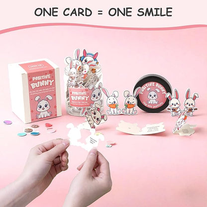 60 Positive Bunny Cards Jar, Emotional Support Bunny Gifts for Women - Daily Affirmation Cards for Women, Positive Affirmations Teen Girl Gifts Trendy Stuff, Gift for Coworkers