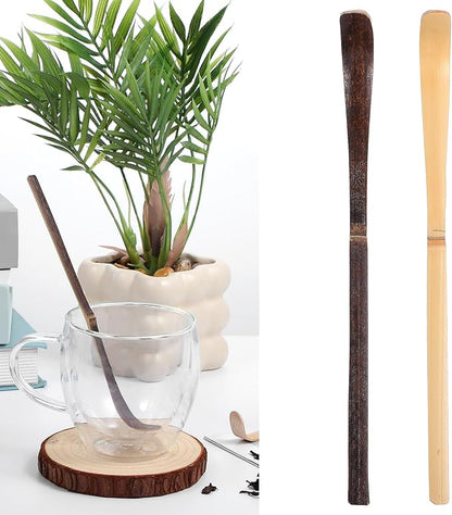 2 Pcs Matcha Spoons, Bamboo Scoop Tea Leaf Sticks Tea Whisk Scooping Teas Ceremony Utensil Chashaku Hooked Green Teas Spoon for measuring Coffee Powder Espresso Lover Spices Condiments