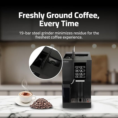 Epsilon Fully Automatic Coffee Machine with Grinder, Coffee & Espresso Maker Combo, Built-In Milk Frother, One Touch Self Cleaning, Super Automatic Custom Brewing Coffee Machine