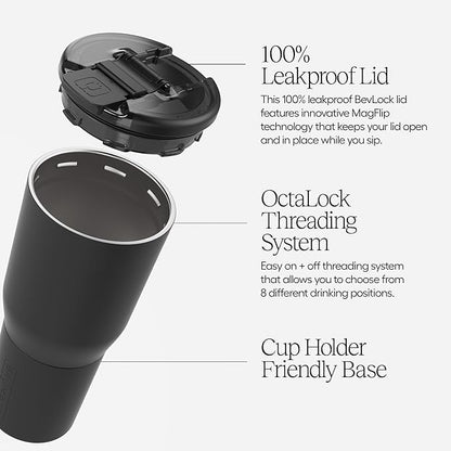 BrüMate Nav 25oz 100% Leak Proof Insulated Travel Tumbler with Magnetic BevLock™ Lid - Double Wall Cup-Holder Friendly Stainless Steel Mug (Kiwi)
