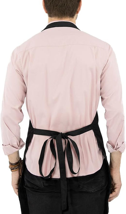Under NY Sky Super Light Apron - Pocket, Towel Loop, Leather Reinforcement - Kitchen Bib Apron - Cook, Chef, Server, Barista