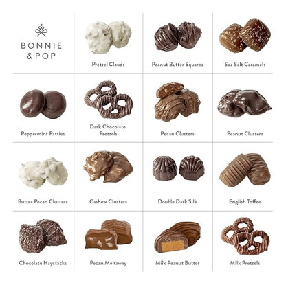 Chocolate Gift Basket, Candy Food Gifts Arrangement Platter, Gourmet Snack Box, Thanksgiving, Christmas, Holiday Present Idea, Corporate Him & Her, Men Women Sympathy Family Parties & Get Well- Bonnie & Pop
