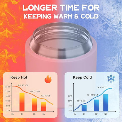2 - in - 1 Soup Thermo for Hot Food 14oz with Snack Box Container Leak Proof Insulated Lunch Container Kids and Adults Stainless Steel Double Wall Vacuum Wide-mouth Thermal with Spoon and Handle