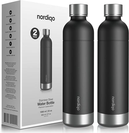Stainless Steel Carbonating Bottle 33 oz | Compatible with Aarke Carbonator 3, Sodastream (Excl. model Aqua Fizz + Jet) and many others| Dishwasher Safe, No Expiration Date, BPA-Free