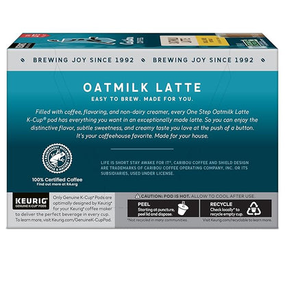 Caribou Coffee Vanilla Vibes Oatmilk Latte, One Step Latte Single Serve Keurig K-Cup Pods, 60 Count (6 Packs of 10)