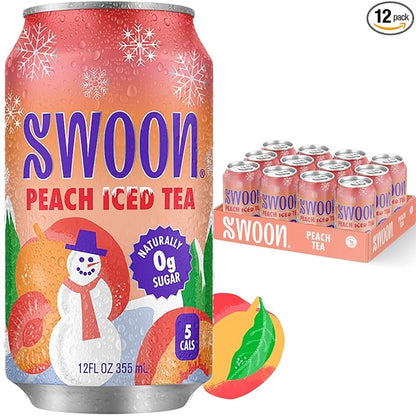 Swoon Peach Tea - Sugar Free, Low Carb, Paleo-Friendly, Gluten Free - Flavored Keto Drinks Made with Organic Black Tea & Sweetened by Monk Fruit and Stevia (Pack of 12)