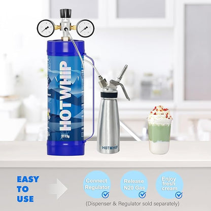 Whipped Cream Chargers 3.3L Tank,2112gx2 Original Flavor Premium Whip Cream Cylinder Food Grade 99.99% Purity Leak Proof Dispenser,2 Count