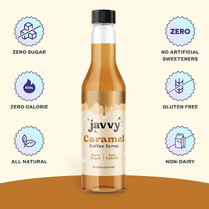 Javvy Coffee Syrup - Zero Sugar, Zero Calorie, Coffee Flavoring Syrup, Coffee Bar Accessories - Great for Flavoring All Types of Drinks – Caramel