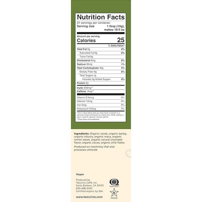 Teeccino Maca Chocolaté Chicory Coffee Alternative - Ground Herbal Coffee That’s Prebiotic, Caffeine Free & Acid Free, Dark Roast, 11 Ounce (Pack of 3)