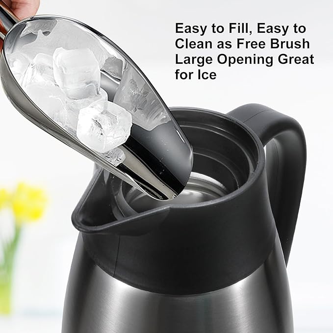 70 oz Thermal Coffee Carafe for keeping hot, Updated Carafe for hot liquid, Airpot Stainless Steel Thermos Urn Beverage Dispenser Vacuum Thermal Pot for Coffee, Hot Water,Keep Hot 12 Hour(silver)