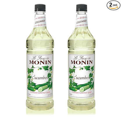 Monin - Cucumber Syrup, Refreshing Sweetness, Natural Flavors, Great for Mocktails, Cocktails, Lemonades, Teas, and Sodas, Non-GMO, Gluten-Free (1 Liter, 2-Pack)