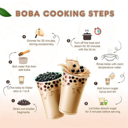 US Boba Co Unsweetened Tapioca Pearl, Easy to Cook, Tapioca Boba Balls for Tea Milk, Coffee & Dessert Topping, Fresh Made in USA, Brown Sugar Flavor, 1 Pound (Pack of 1)