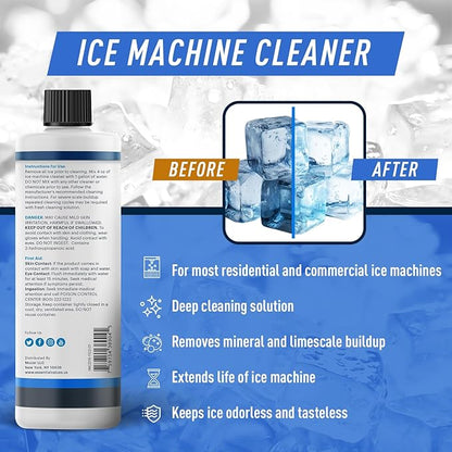 Essential Values Ice Machine Cleaner and Descaler 16 fl oz - Nickel Safe Countertop Ice Maker Cleaner - Compatible with Major Brands (Scotsman, KitchenAid, Affresh, etc.) - 6 pack