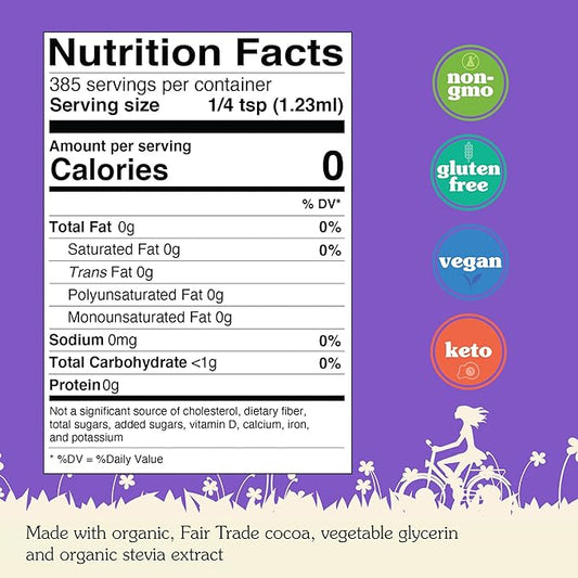 NuNaturals Stevia Syrup, Sugar-Free Sweetener, Plant-Based Sugar Substitute, Zero Calorie, Chocolate Flavor Syrup, 16 oz