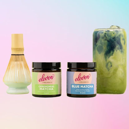 Eleven TLC, Blue Matcha Powder, Butterfly Pea Flower Powder, Matcha Blue Tea, Blue Matcha Latte, Caffeine Free Matcha, Glass Jar, 18 Servings