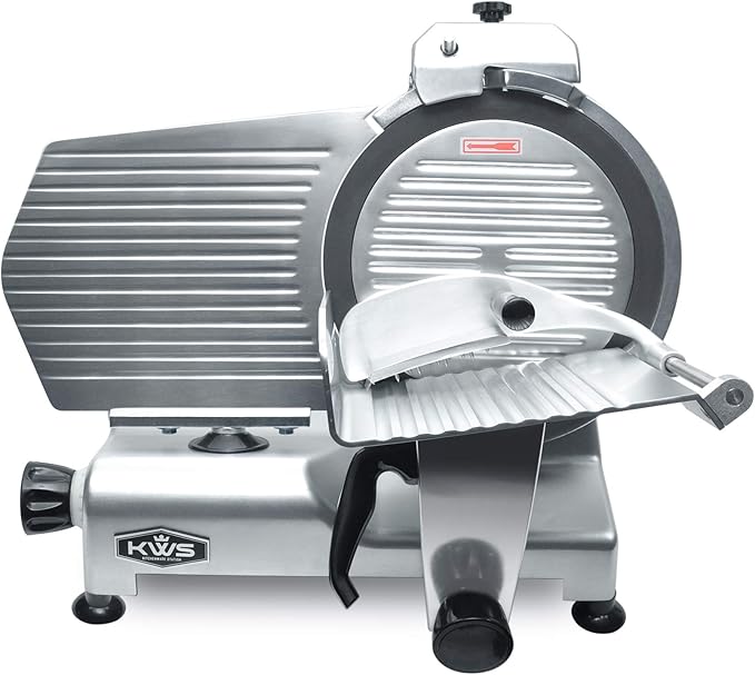 KWS Commercial 420W Electric Meat Slicer 12" Frozen Meat Deli Slicer Restaurant and Home Use Stainless Steel Blade [ETL, NSF Certified] (Teflon Blade, 12-Inch Blade)