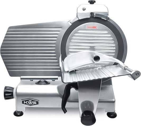 KWS Commercial 420W Electric Meat Slicer 12" Frozen Meat Deli Slicer Restaurant and Home Use Stainless Steel Blade [ETL, NSF Certified] (Teflon Blade, 12-Inch Blade)