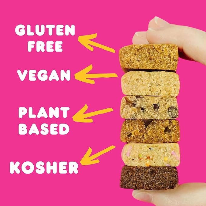 Whoa Dough Allergen Friendly Edible Cookie Dough Bars- Certified Non-GMO, Kosher and Gluten Free Bar - Healthy Snack Foods - Plant Based Snacks - Real Ingredients - Variety Pack (6 Bars)