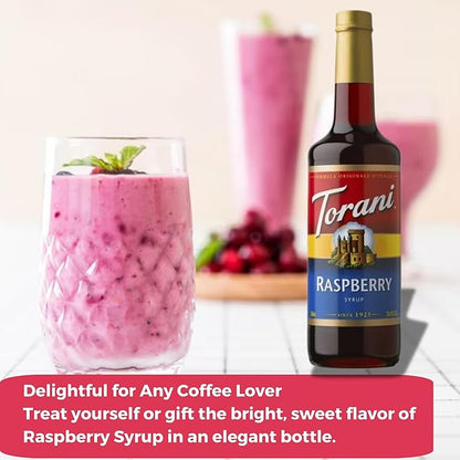 Jimoco® Syrup Pump Dispenser + Torani® Raspberry Syrup, 25.4 oz - Coffee Syrup Pump & Flavoring Bundle