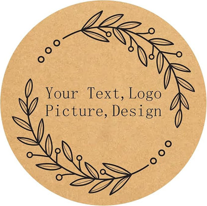 Custom Stickers Kraft Paper Labels Personalized Withe Text, Business Logo Customized Food Jars Labels Bakery Label Sticker Package Favor Canning Circle 100pcs (Style 6)