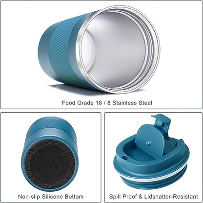 16oz Travel Coffee Mug Spill Proof, Insulated Coffee Mug with Lid, Leakproof Coffee Tumbler,Stainless Steel Vacuum Coffee Cup for Hot/Cold Drinks, Reusable Coffee Cup for Men Women -510ml,Blue