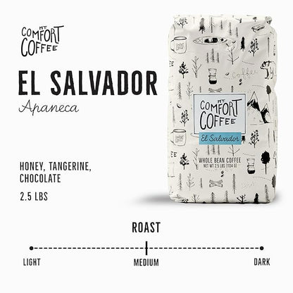 Mt. Comfort Coffee El Salvador Medium Roast, 2.5lb - Flavor Notes of Honey, Tangerine, & Chocolate - Sourced From Local, El Salvadorian Coffee Farms - Roasted Whole Bean