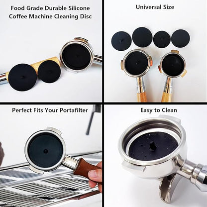Espresso Coffee Machine Cleaning Brush Kit with Portafilter Cleaning Disc (Brush and Disc for 51mm Coffee Machine)