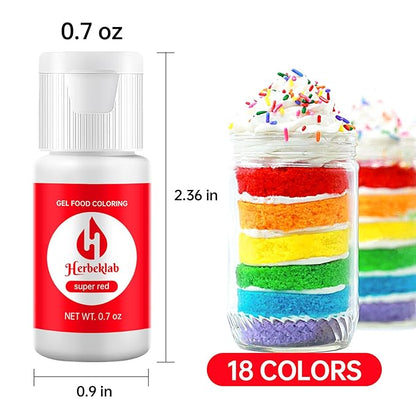 Gel Food Coloring 18 Colors x 0.7 oz Concentrated Gel Based Food Dye Vibrant Icing Colors Neon Food Coloring for Baking Cake Decorating Cookies Fondant