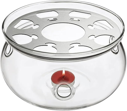 CnGlass Universal Glass Teapot Warmer,Handcrafted with Heat Proof & Lead-Free Glass Tealight Warmer 5.3 in/13.5cm diameter (Candle not Included)
