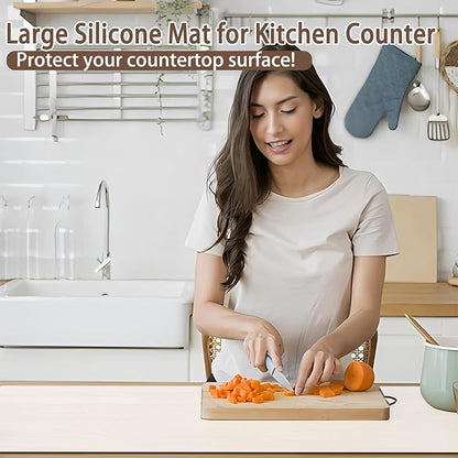Silicone Mats for Kitchen Counter, 48"x32"(120cmx80cm) Large Heat Resistant Mat Kitchen Island Waterproof Countertop Protector Mat Nons-slip Extra Large Counter Mat, Light Gray