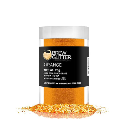 Orange BREW GLITTER Edible Glitter For Drinks, Cocktails, Beer, Garnish Glitter & Beverages | KOSHER & HALAL Certified | 100% Edible & Food Grade | Vegan, Gluten, Nut Free (25g, Orange)
