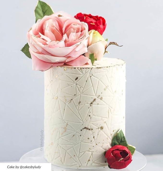 Cake Decorating Stencil for Tall Buttercream Cake, Royal Icing, Ganache, Paint, Airbrush (Kristal)