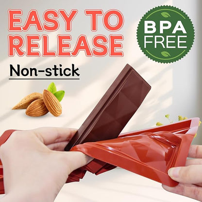 Chocolate Bar Molds Mini Non Stick 2 Pack,Thick Food Silicone Mold for Stuffed Candy Dubai Knafeh Pistachio Granola Bar and Pastry Snacks