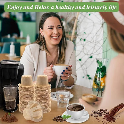 Aussen Disposable Coffee Paper Filters Replacement Kerig Filter Fit All Keurig Single Serve Filter Brands Compatible with Reusable Single Serve Pods Keurig Coffee Maker (Natural, 200pcs)