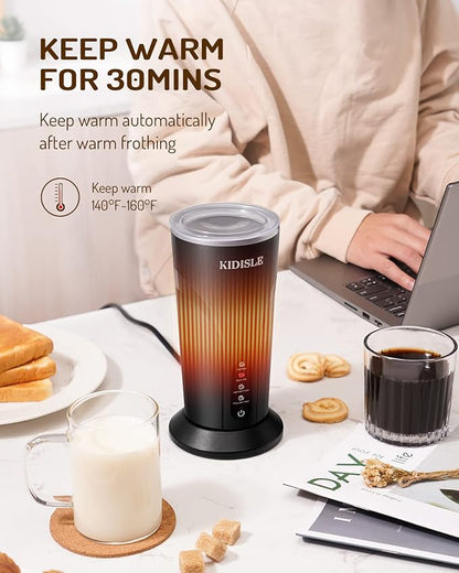 4-in-1 Electric Milk Frother and Steamer, Milk Steamer and Cold Foam Maker, Hot Chocolate Maker, Frother for Coffee, Latte, Macchiato, Cappuccino, BPA Free, Black