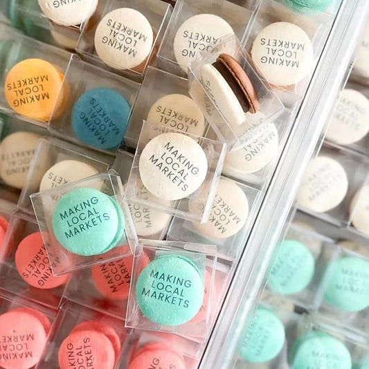 50pcs Clear Macaron Boxes Chocolate Covered Ore Cookie Boxes 2.17" x 2.17" x 1.38" Clear Favor Box Treat Pastry Box for Christmas Birthday Wedding