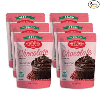 Miss Jones Baking Organic Cake and Cupcake Mix, Non-GMO, Vegan-Friendly, Moist and Fluffy: Chocolate (Pack of 6)