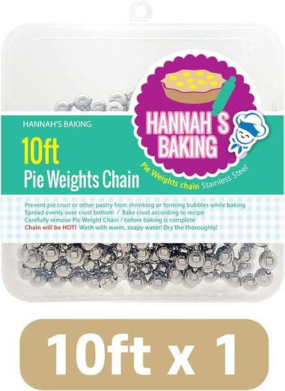 Durable Baking Supplies: Stainless Steel Chain Pie Weights, Reusable and Easy to Clean, Odorless, Safe Pie Weights for Pie Crusts, Oven Safe Baking Beads (10 feet)