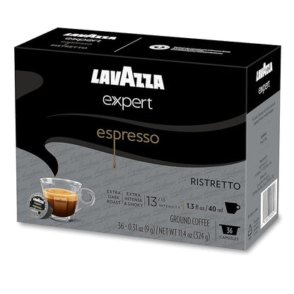 Lavazza Expert Espresso Ristretto Capsules, Extra Dark Roast, Arabica and Robusta Blend, Compatible with Lavazza Classy Machines (36 Capsules) (Pack of 2)